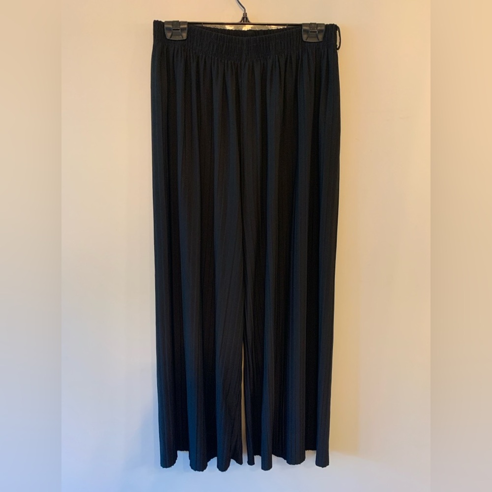 P.O.S.H. Black Wide-Leg  Acordian Pleated Pants